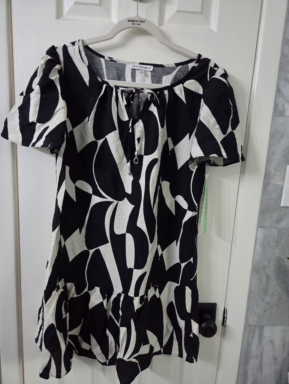 Black and White Abstract Mini Dress